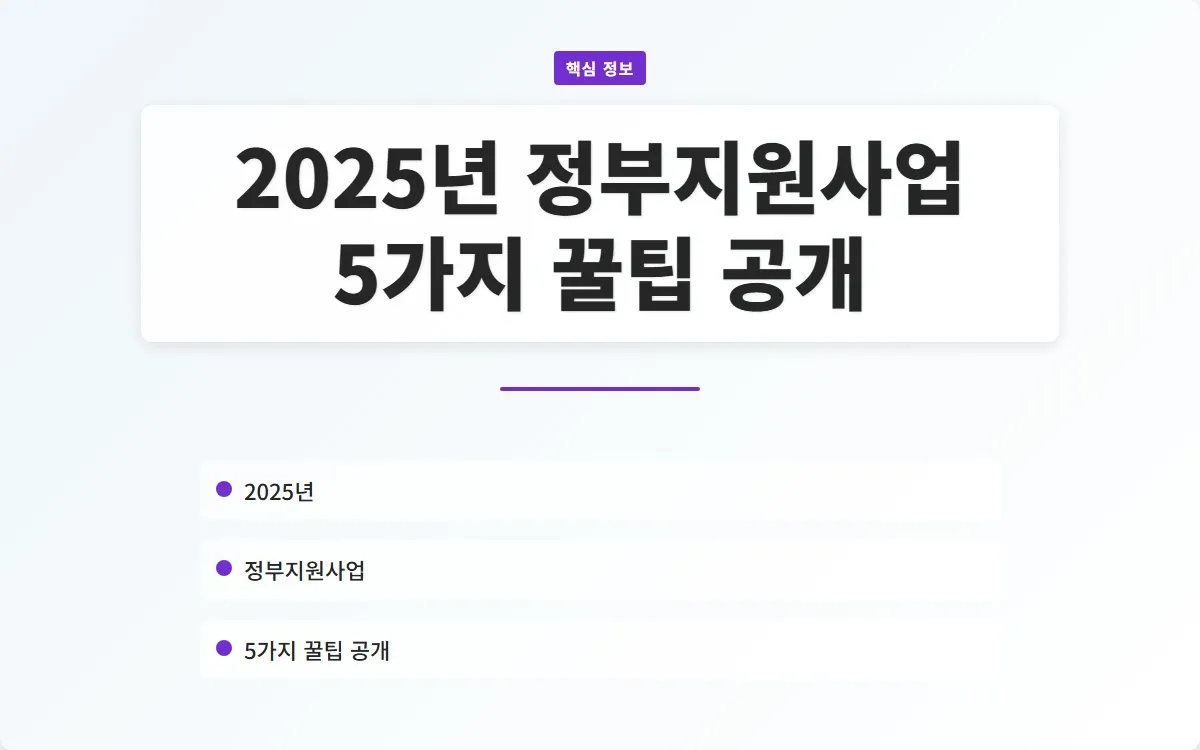 2025년 정부지원사업 이미지 1