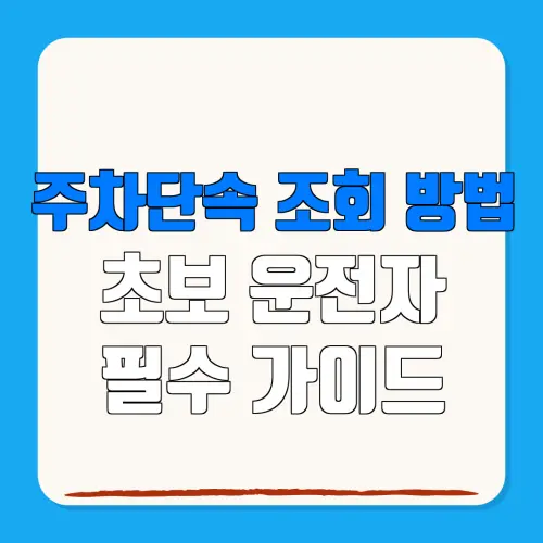 주차단속 조회 방법초보 운전자필수 가이드