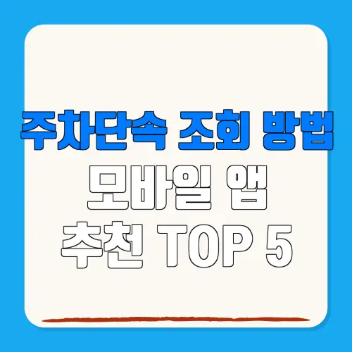 주차단속 조회 방법모바일 앱추천 TOP 5